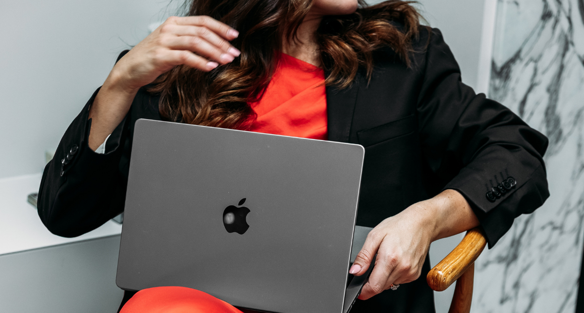 Business owner working at a laptop